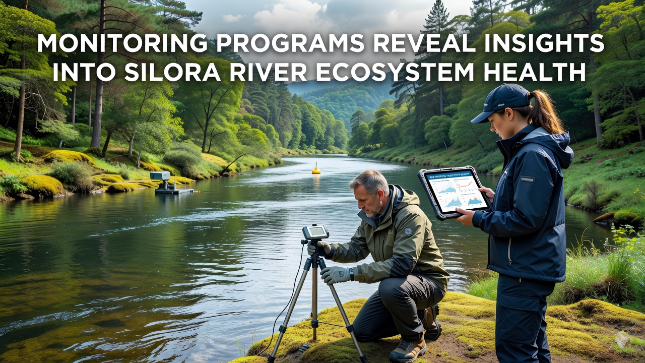 Automated monitoring station with sensors deployed in the Silora River for continuous ecosystem data collection