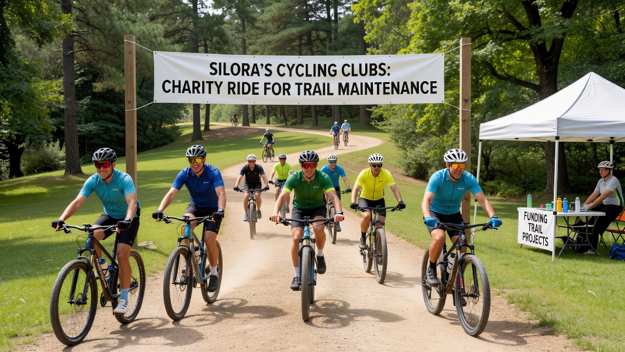 Volunteers clearing debris and repairing surfaces on Silora trails supported by ride proceeds
